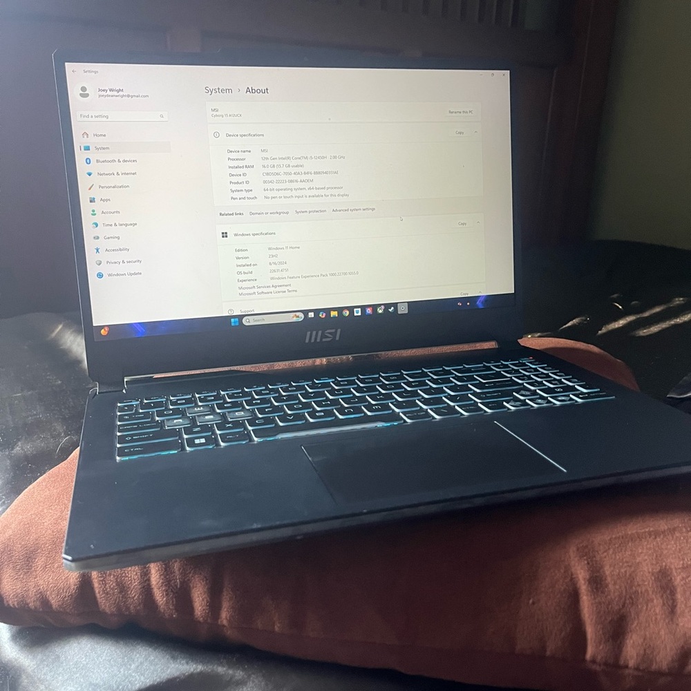 MSI cyborg 15 gaming laptop